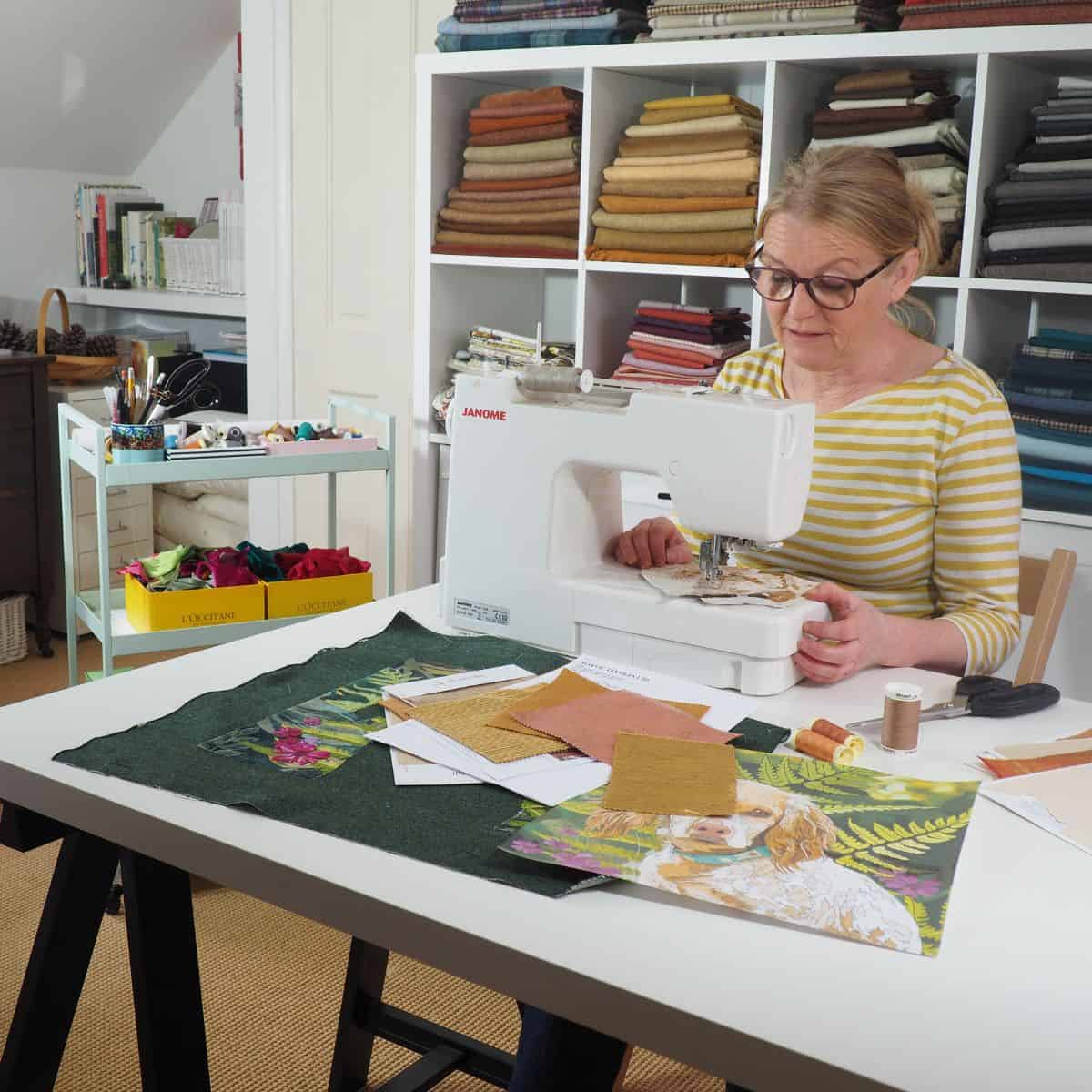 Colorful fabric swatches and textiles for sewing, quilting, and upholstery projects.